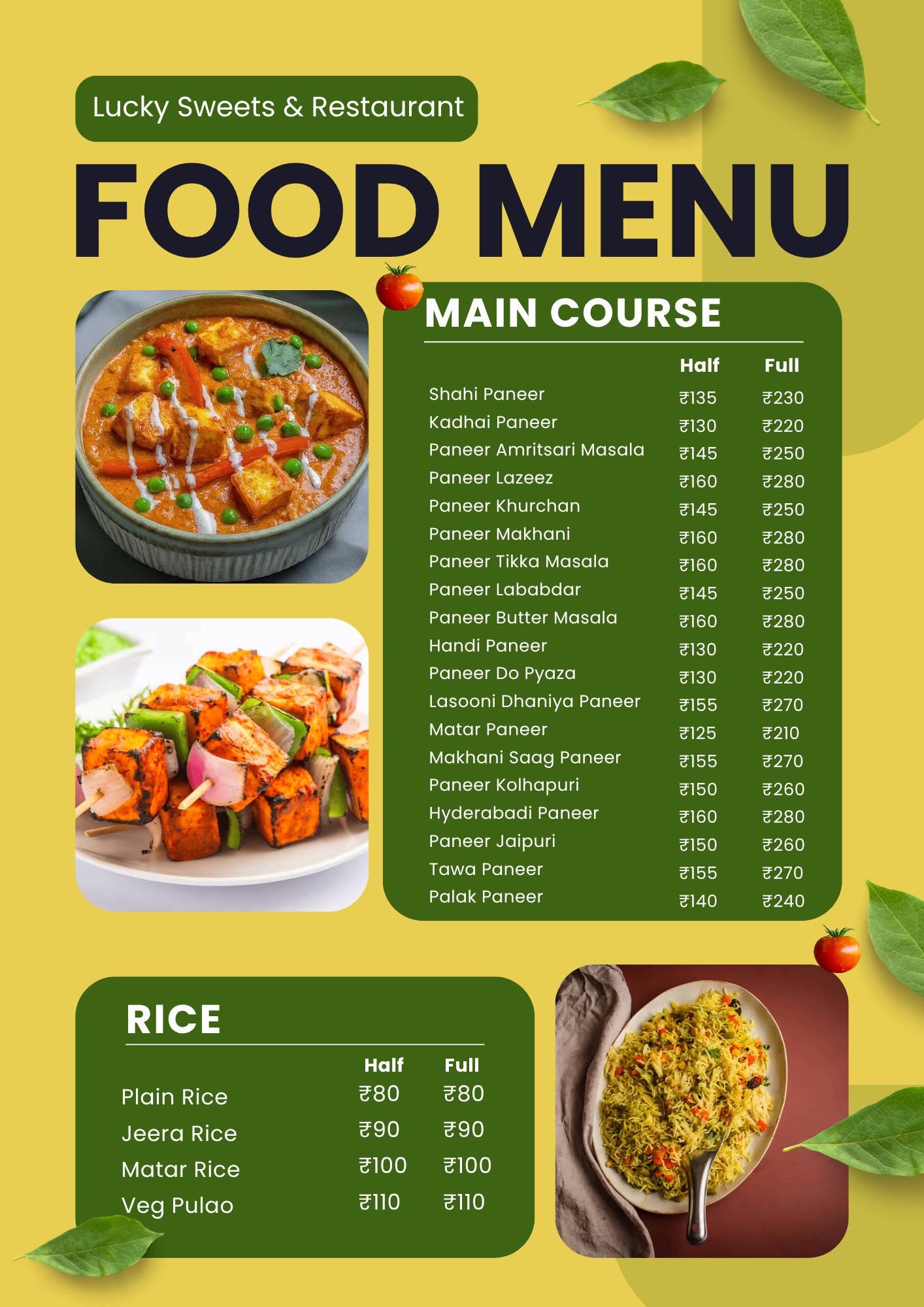 Lucky Sweets Other Menu